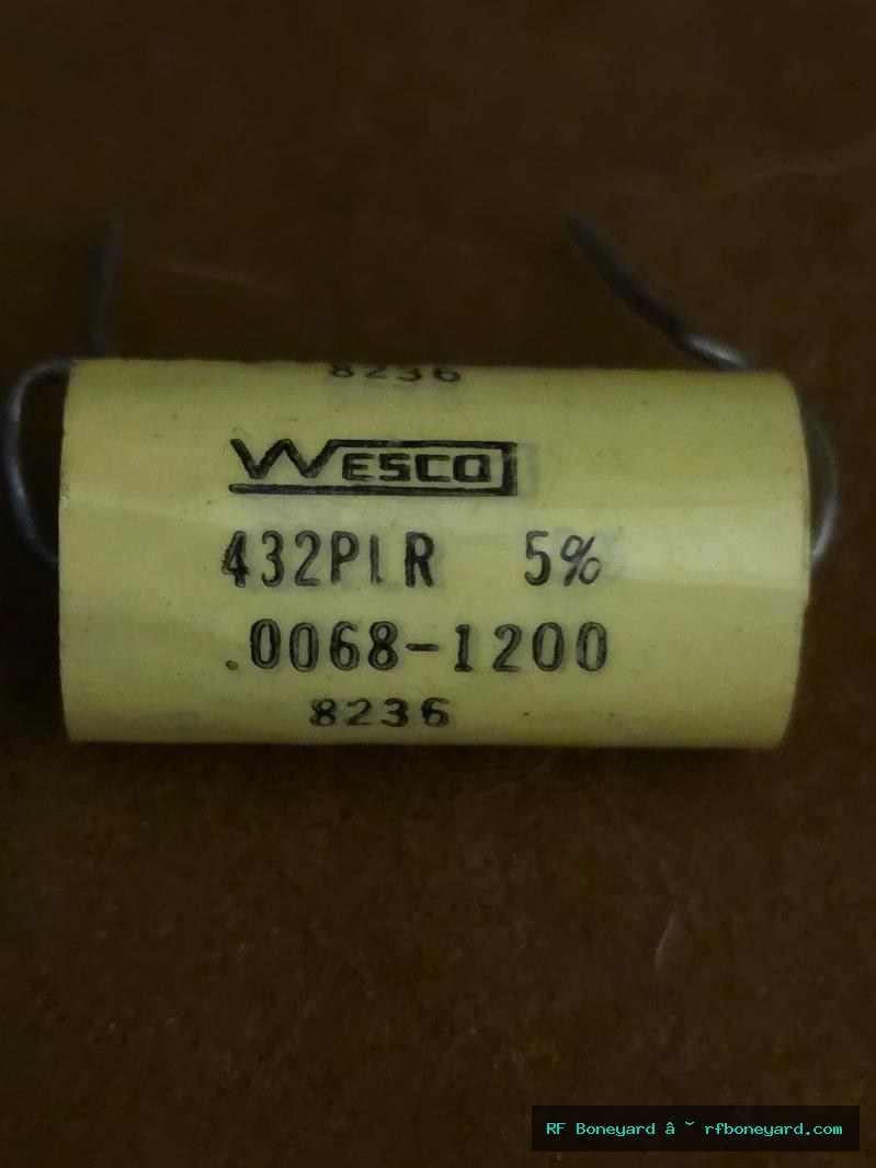 Wesco 432P1R 0.0068uF 1200V 5% Film Capacitor Vintage NOS Bench Checked