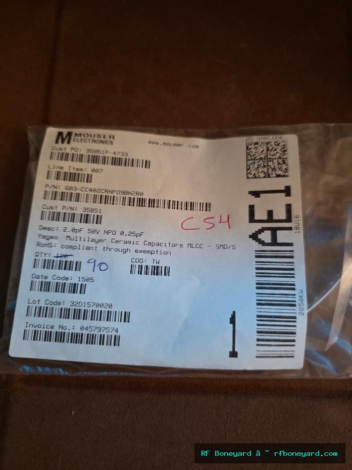 Yageo CC0402CRNPO9BN2R0 2.0pF 50V C0G NP0 0402 Ceramic Capacitors 90 PCS