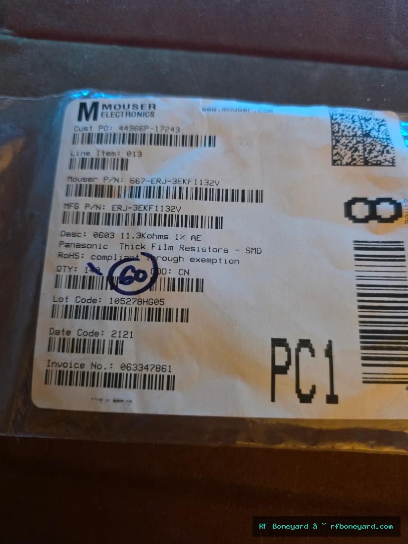Panasonic ERJ-3EKF1132V 11.3K ohm 1% 0.1W 0603 SMD Thick Film Resistors 60 PCS NOS