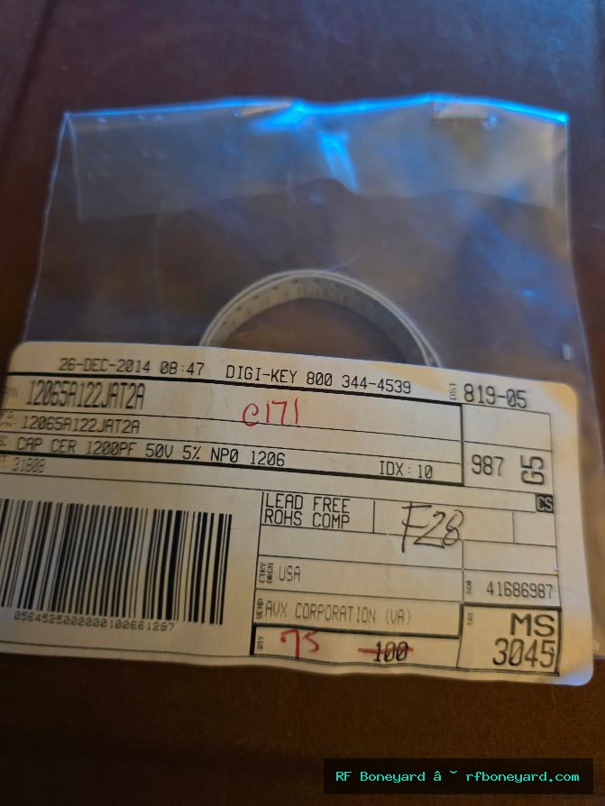 AVX 12065A122JAT2A 1200pF 50V NP0 SMD Capacitors 75 PCS