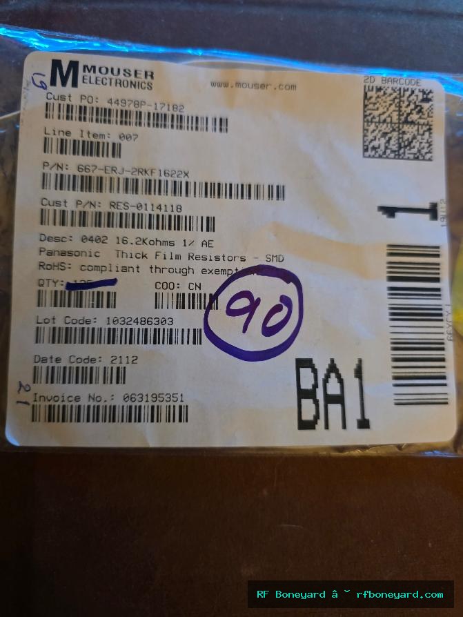 Panasonic ERJ-2RKF1622X 16.2K ohm 0402 SMD Resistors 90 PCS