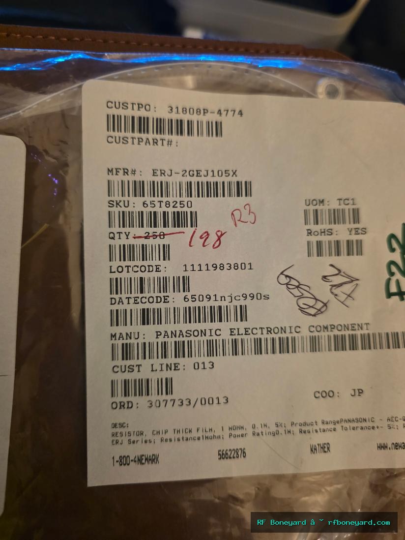 Panasonic ERJ-2GEJ105X 1M ohm 0402 SMD Resistors 198 PCS