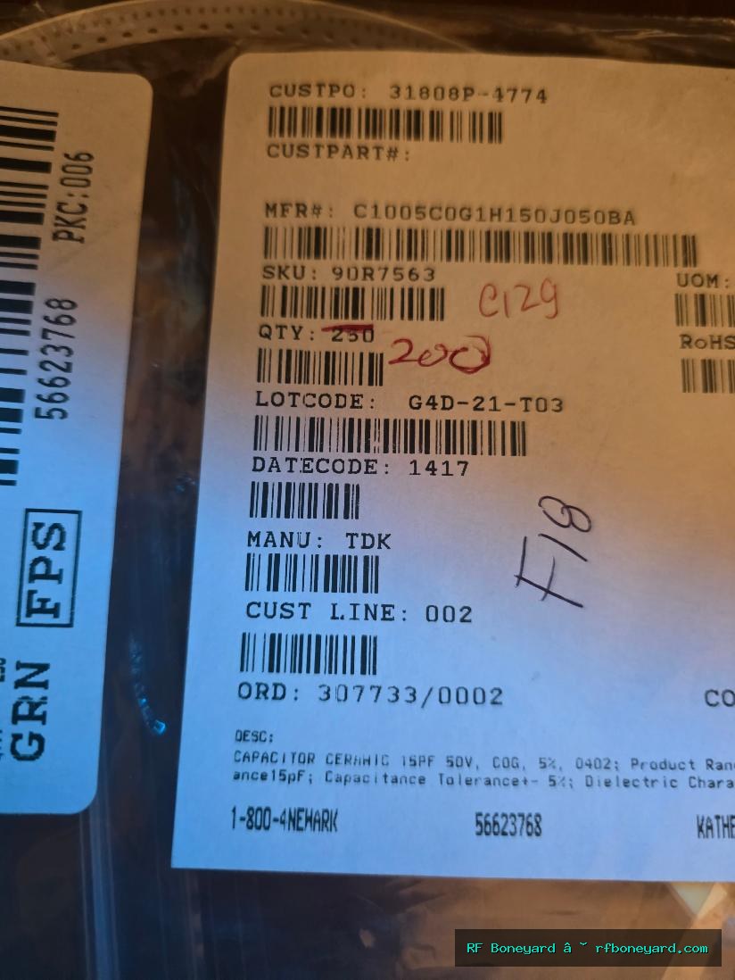 TDK C1005C0G1H150J050BA 15pF 50V 0402 SMD Capacitors 200 PCS