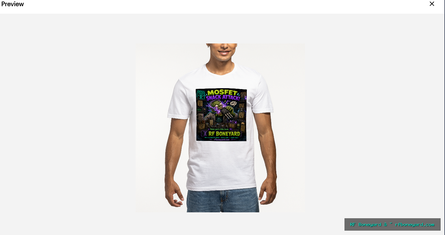 RF Boneyard Sparky MOSFET Snack Attack Graphic T-Shirt White