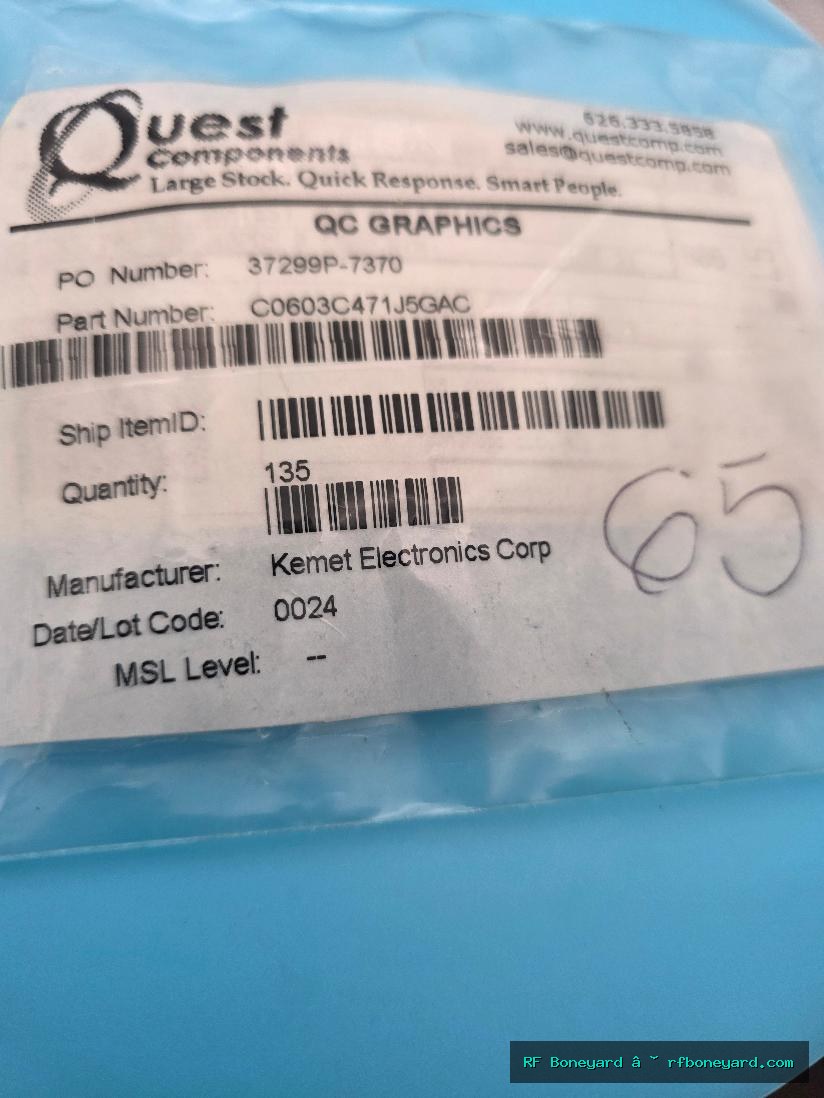 65 PCS KEMET C0603C471J5GAC 470pF 50V 5% C0G NP0 0603 SMD Ceramic Capacitors