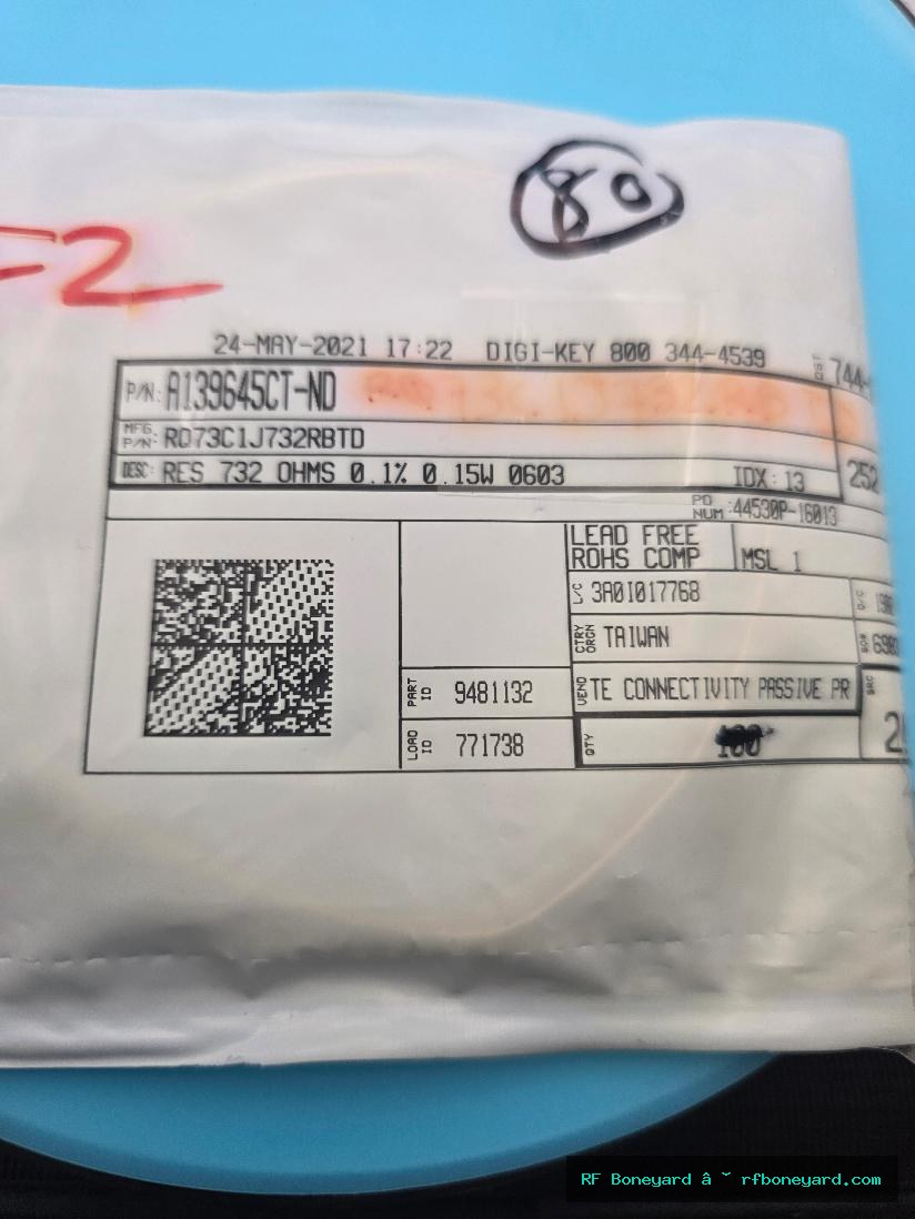 TE Connectivity RQ73C1J732RBTD 732 ohm 0.1% Precision 0603 SMD Thin Film Resistors 80 PCS
