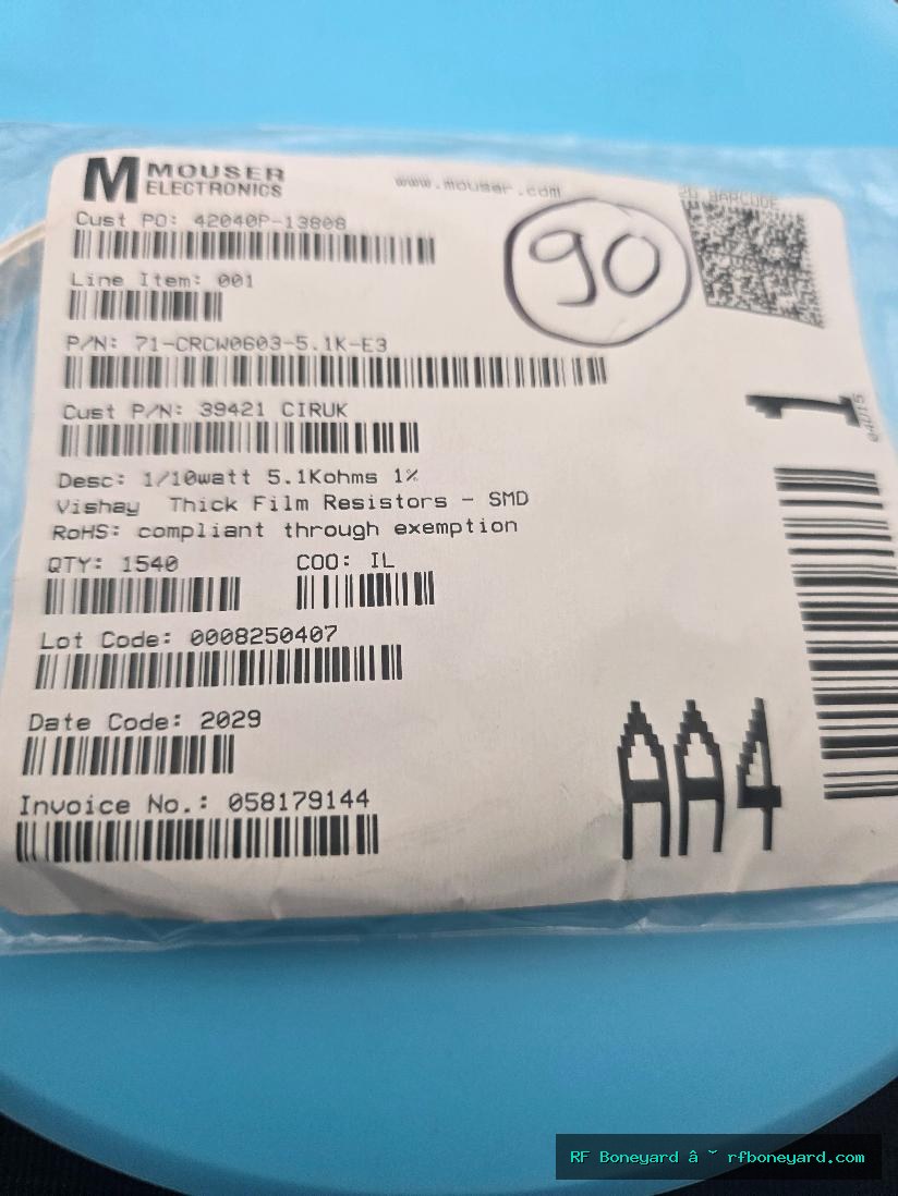 Vishay CRCW06035K10FKEA 5.1K ohm 1% 0603 SMD Thick Film Resistors 90 PCS