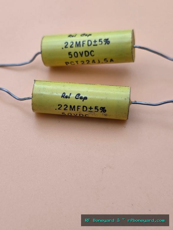 REL-CAP PCT22A1.5A 0.22uF 50V 5% Vintage Axial Capacitors 2 PCS Tested