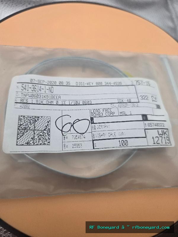Vishay Dale TNPW06031K91BEEA 1.91k ohm 0.1% 0603 Precision Thin Film SMD Resistors – 60 PCS