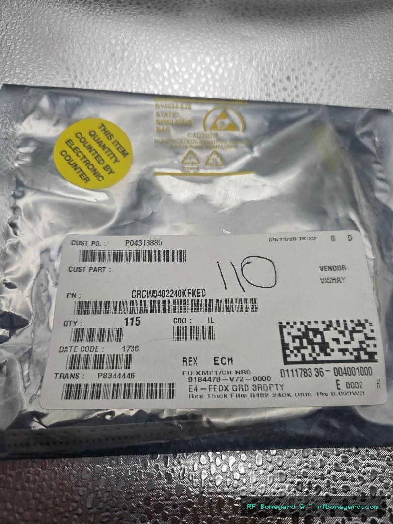 Vishay Dale CRCW0402240KFKED 240K Ohm 1% 0402 SMD Thick Film Resistors 110 PCS